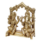 Artavrko Brass Laxmi Ganesh Idol Bhagwan Ganpati Murti Metal Statue Sitting Lakshmi Ganesha for Home Office Decor Pooja Good Luck Gift Height 9 Inch