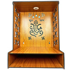 EHKO Shubh Labh Ganesh Mangal Beautiful Wooden Pooja Stand for Home, Temple, Office, Wall Mounted Puja Mandir with LED Spot Light, Size (H- 15.5, L- 11.5, W-11 Inch)
