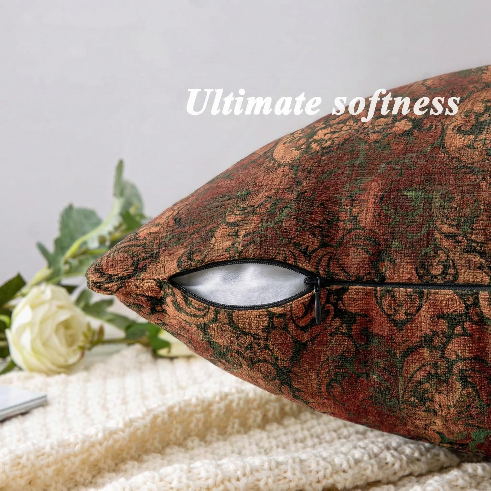 ishro home Premium Cushion Cover 16 inch x 16 inch | Luxury European Mosha Fabric | Love at First Sight Designs | Hidden Zipper | Machine Washable, Non- Fading | (4, Jaipuri Riwaayat, 16 x 16 Inches)