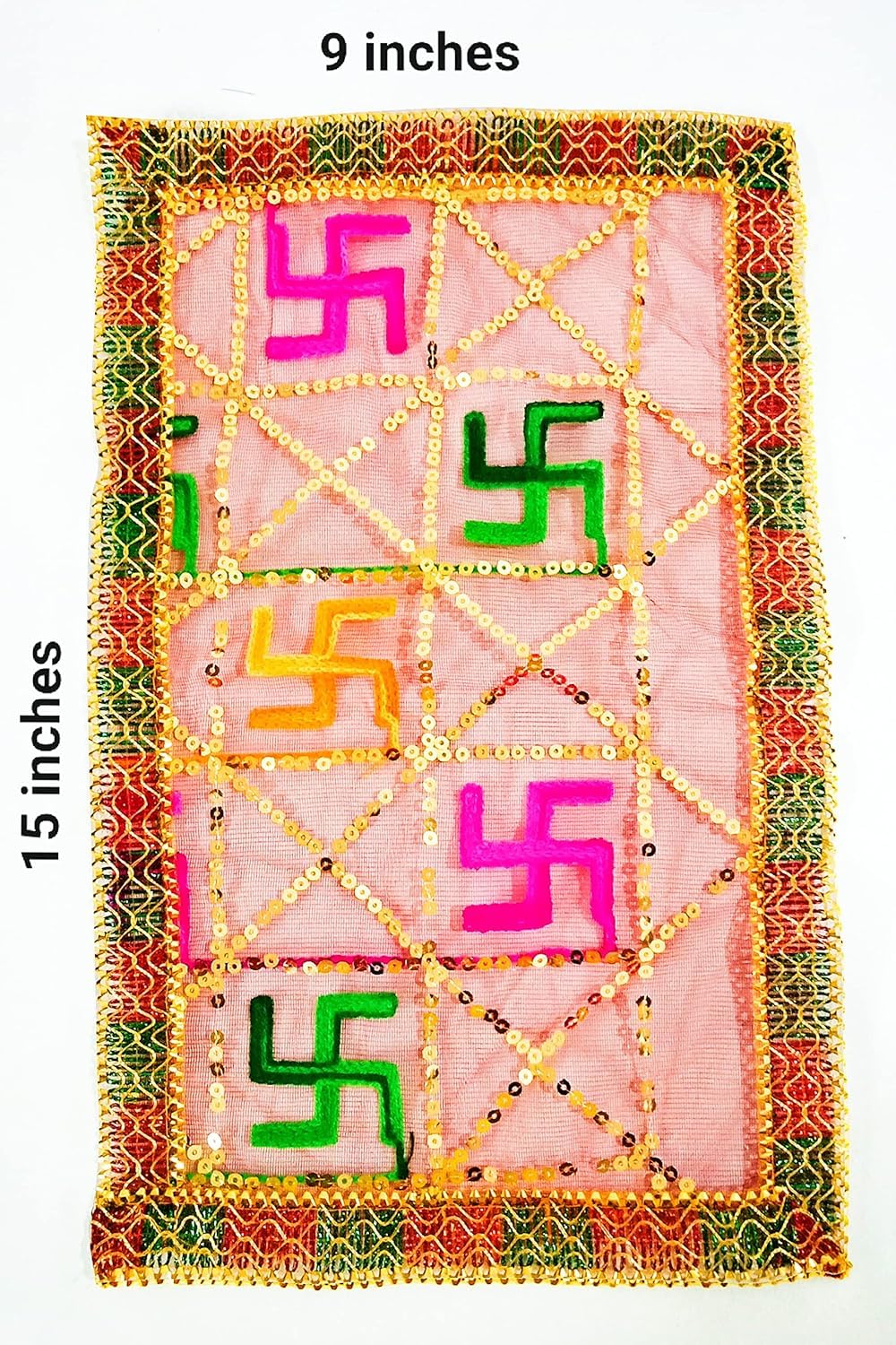 Pooja Ghar Swastik Maata Chunni/Chinri Puja Articles (Pack of 1) (10 * 16 Inches)