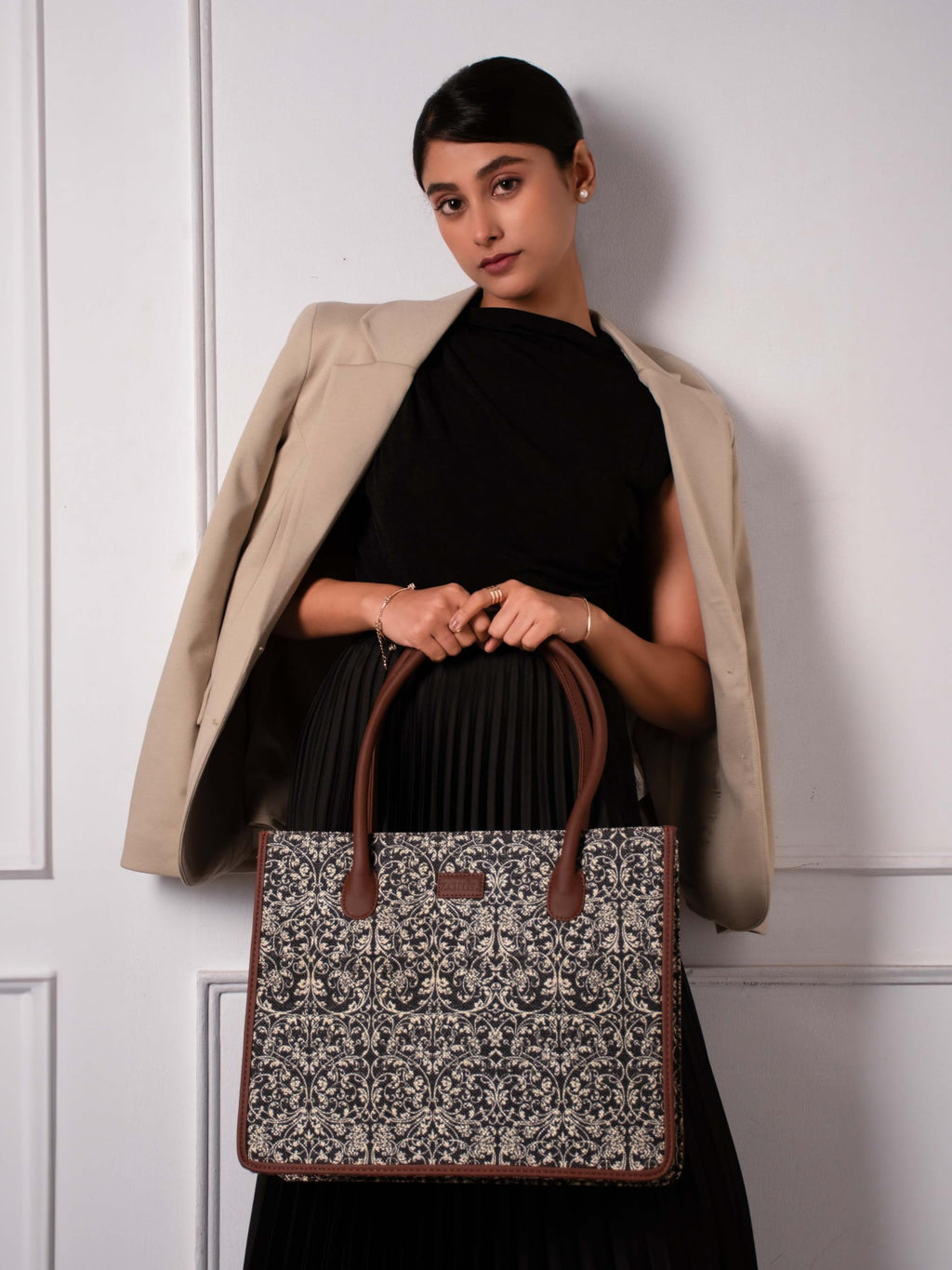 ZOUK Lattice Lace Printed Jute Handcrafted Lemon Yellow Women's Stylish Tote Bags | Tote Handbag| Shoulder bag with double handle