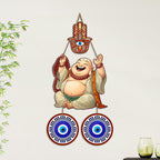 Artvibes Laughing Buddha Evil Eye Wall Hanging for Home Entrance Door | Living Room | Bedroom | Prosperity Wealth and Good Luck Decor | Positive Energy Nazar Battu Accent Gift Item (WH_85142N)