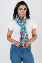 AQVA Printed Cotton Scarf for Women Stylish (Tabiyat sky) | Head and Face Cover Scarf for Girls with 100% Cotton | Soft & Lightweight Scarves/Stoles for all Weather (72 x 43 in)