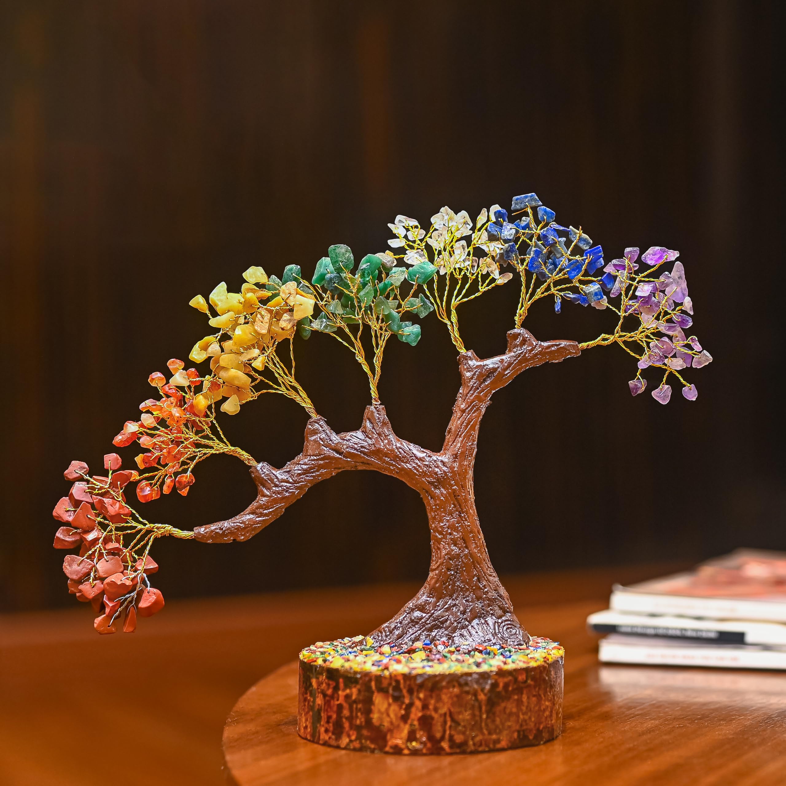 Hindcraft Seven Chakra Tree of Life - Feng Shui Crystal Bonsai with Healing Stones for Home Decor & Positive Energy – Spiritual Gift for Women & Family - Energy Boosting & Luck (8 Inches)