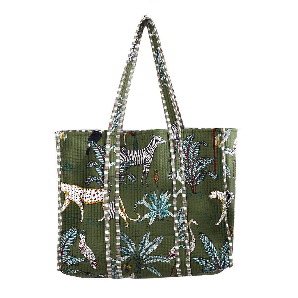 Ravaiyaa - Attitude is everything Women & Man Beautiful Printed Cotton Grocery Shopping Bag | Shoulder Bag | Cotton Tote Bag | Travel Tote Bags 18x5.5x16 Inch (Green Forest)
