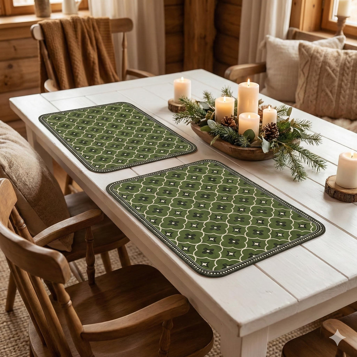 YELONA Leather Dining Table Placemats Set of 2 – Waterproof, Heat Resistant, Anti-Slip, Easy to Clean Table Mats for Dining Table, Kitchen & Home Décor (Seaweed Green, 40 x 30 cm) Kafalo