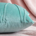 Khooti Velvet Striped Cushion Cover Pack of 1-30X30/76X76 Cm | Teal Green | Soft Pillow Covers Cushion Case for Sofa Bedroom Living Room Chair Car, Cushion Cover with Zig Zag Pattern
