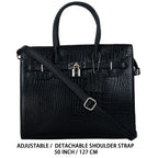 RICHSIGN LEATHER ACCESSORIES Full-Grain Natural Cro Leather Top-Handle satchel Tote Handbags & Shoulder Sling Bags For Women Office Branded Stylish Latest Size- L-12 X H-10 x W- 5 Inch (BLACK)