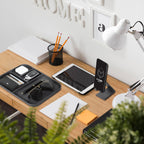 V-CUBE Designs Premium Vegan Leather Valet Tray|Stylish & Modern Office Desk Tray| Table/Bedside/Entryway Organiser for everyday essentials like Keys, Phone, Watch, Wallet, Jewellery|Spill-Proof| Grey