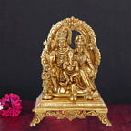 ARTVARKO™ Brass Lord Shiva Parvati Kartikeya and Ganesha Murti Shiv Family Parivar with Shivling Nandi Idol Gold Color 12 Inch.
