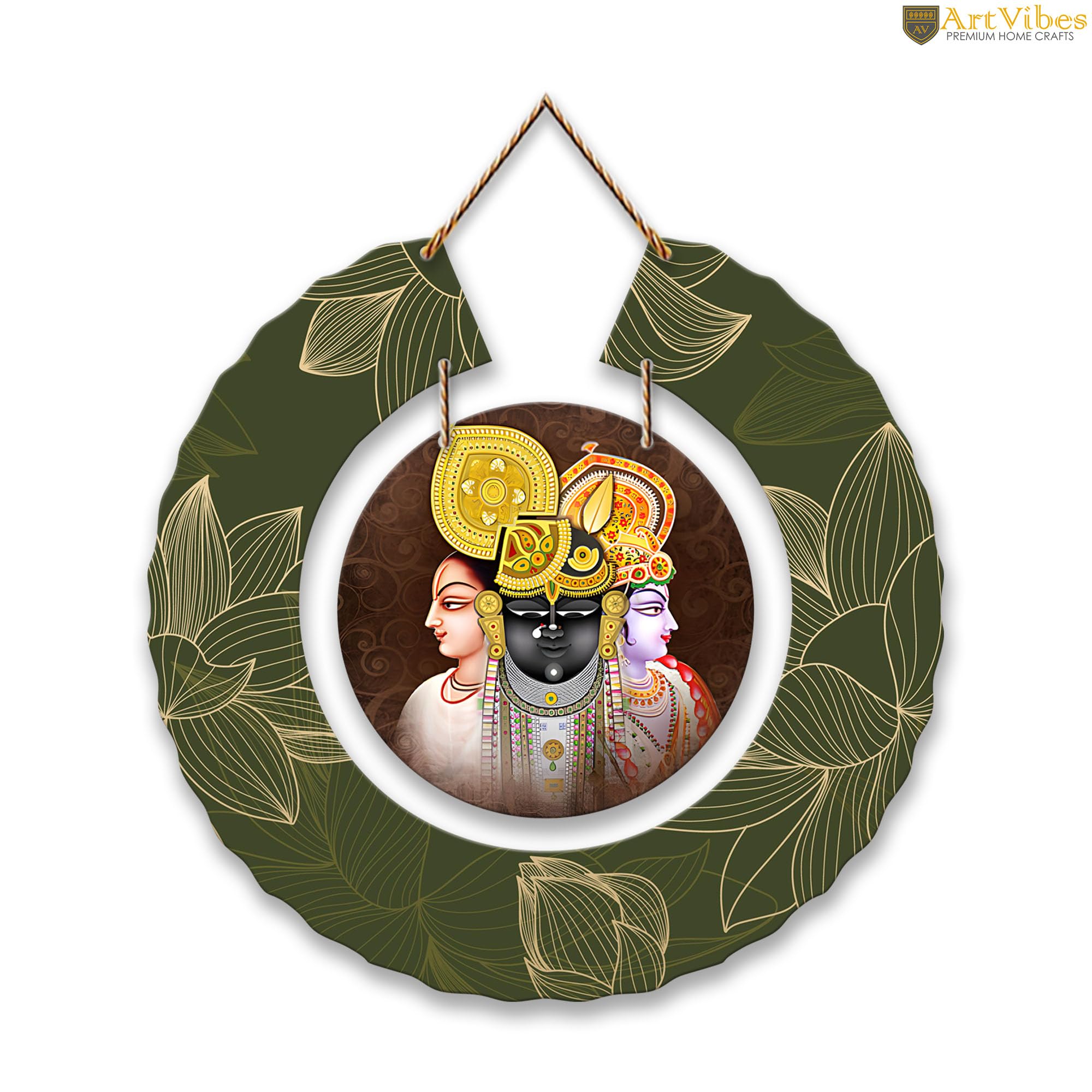 Artvibes Shrinath Ji Pichwai Art Round Shape MDF Wooden Wall Decor Items for Home Décor | Spiritual Decor Items | Wall Poster | Graphic Art| Stylish Modern Decor Item | Gift Items (WH_9806N)
