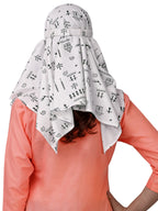 7 season's Cotton Scarf Cum Mask Universal Size Usable for vehicle Driver for sunlight UV protection White Printed Design For Girl & Women (Short Dhingli Black)