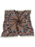 leeza store Women's Silk Scarf For Women, Taupe Brown Digital Printed, Floral Paisley Motifs With Polka Dots, 40 X 40 Stylish Stole & Headscarf