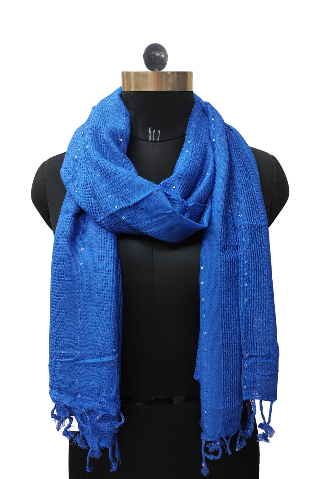 URBAN LADIIIZ Solid Sequin Stole with Tassels for Women & Men – Soft Lightweight Rayon Fabric | Available in 10+ Colours (ROYAL BLUE)