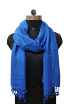URBAN LADIIIZ Solid Sequin Stole with Tassels for Women & Men – Soft Lightweight Rayon Fabric | Available in 10+ Colours (ROYAL BLUE)
