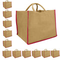 Double R Bags Reusable Grocery Shopping Jute Gift Bag With Cotton Handle for Wedding, Return Gifts & Birthday Party - (Brown) Pack of 12