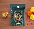 Metal Kalpavriksha Tree for Home Decor - Golden Wish Fulfilling Tree Metal Showpiece for Temple, Vastu, Office Table & Gifting Banyan (No 1 Golden Stone with Box)