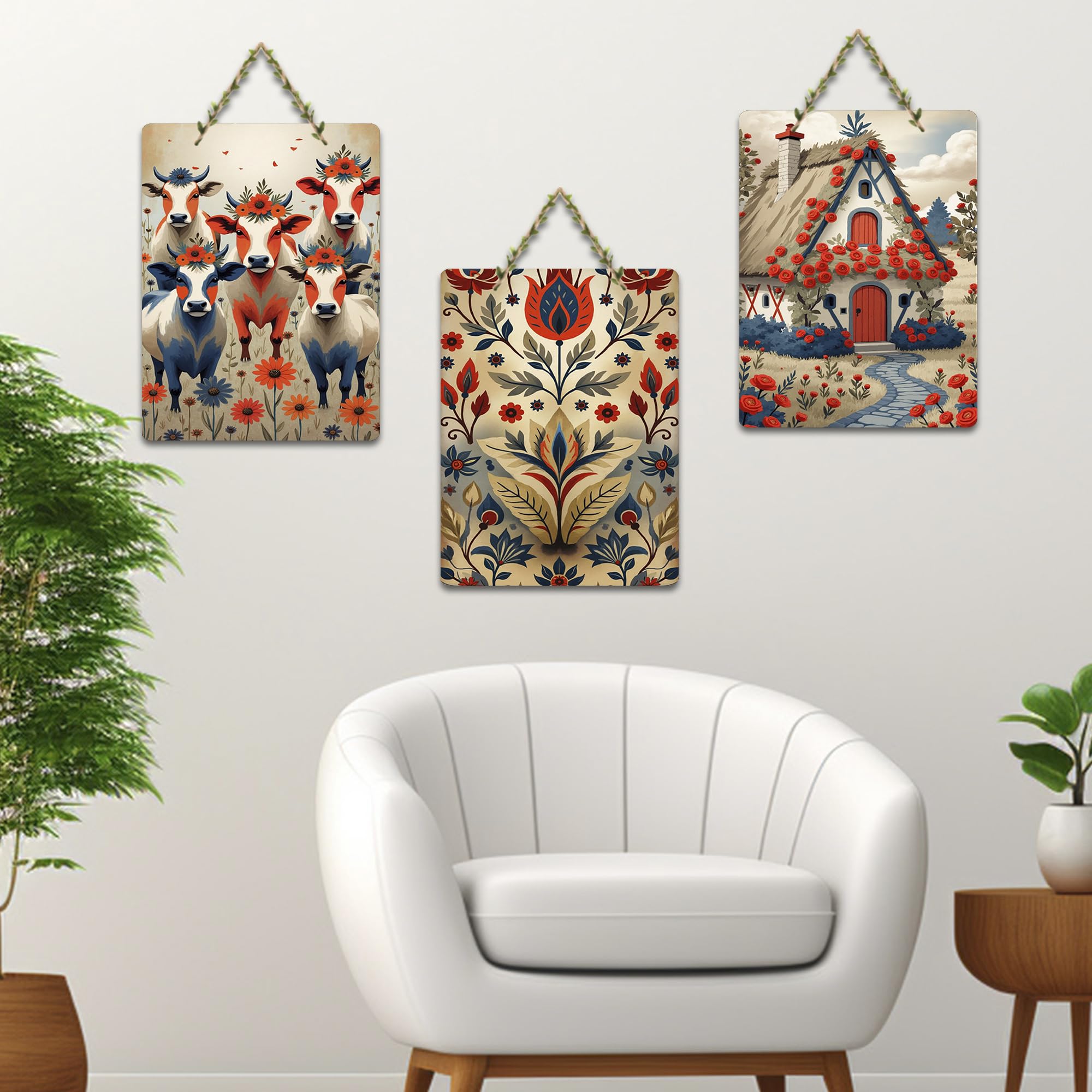 Artvibes Nature Theme Wall Art Hanging Decorative Wall Hanging Ornaments | Wall Sculpture | Signs & Plaques | Wall Accents | Graphic Artwork | Wall Poster | Ideal Gifts (WH_96110N), Set of 3