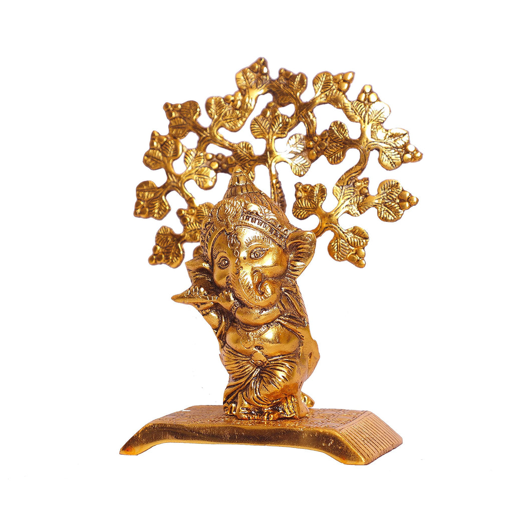 KridayKraft Ganesha Standing Playing Flute Metal Staue,Ganpati Bappa murti for Pooja & Home,Offce Decor,Religious Idol Gift Article,Showpiece Figurines