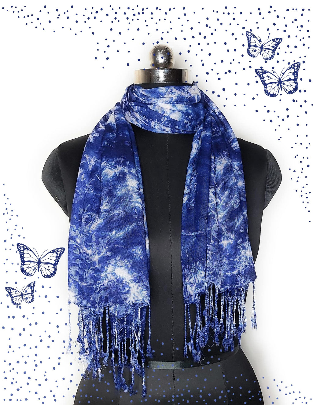 Chandwasia Rayon Shades Shibori Pattern Scarf, Scarves, Viscose Fabric Stole & Shawl Design for Men & Women for Summer & Winters