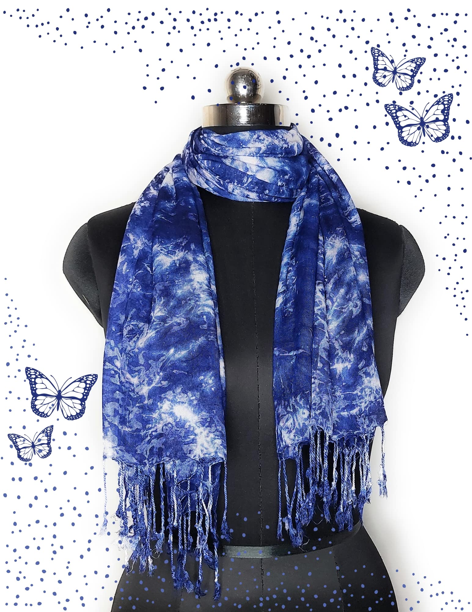 Chandwasia Rayon Shades Shibori Pattern Scarf, Scarves, Viscose Fabric Stole & Shawl Design for Men & Women for Summer & Winters