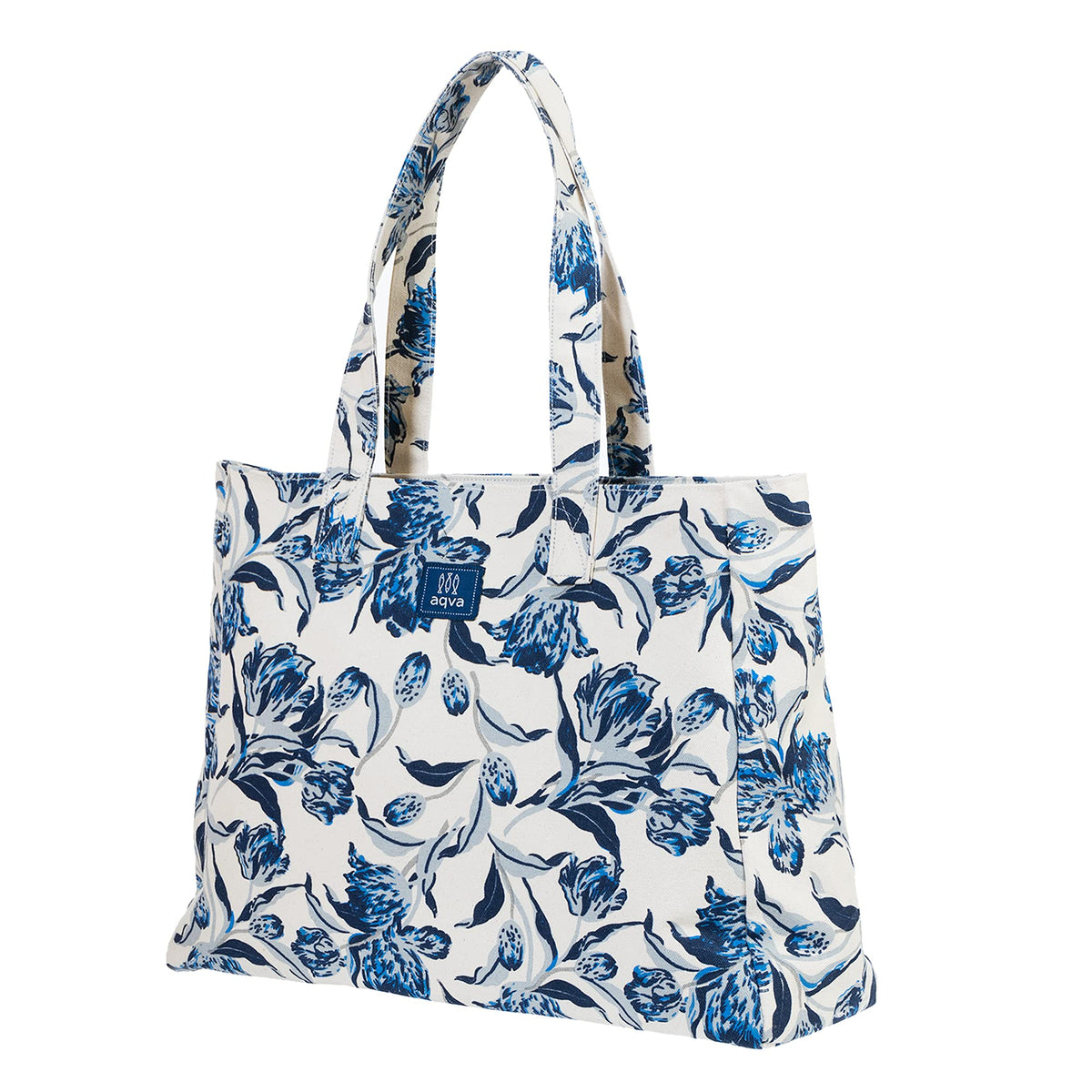 AQVA Printed Cotton Structured Canvas Tote Bag for Women | Large Capacity | Stylish Multipurpose Shoulder Bag with Zip Closure | Hand Bag for Laptop Office, Travel & Shopping (Angan)