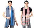 Flyer Women's stole/scarf Colour- Sky Blue & Grey AND Pink & Grey soft viscose ethnic scarves pack of 2 ST-06-ST-13