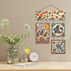 Artvibes Sparrows & Fish Ethnic Indian Folk Art Decorative Wall Art MDF Wooden Wall Hanger for Living Room | Wall Accent | Sceneries | Aesthetic Wooden Decor | Graphic Artwork | Ideal Gifts (WH_6539N)