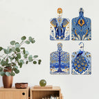 Artvibes Artistic Elephant & Peacock Traditional Modern Art Decorative Wall Art MDF Wooden Wall Hanger for Home | Home Decor | Wall Accent | Wall Art Print | Unique Gift Items (WH_5628N), Set of 4