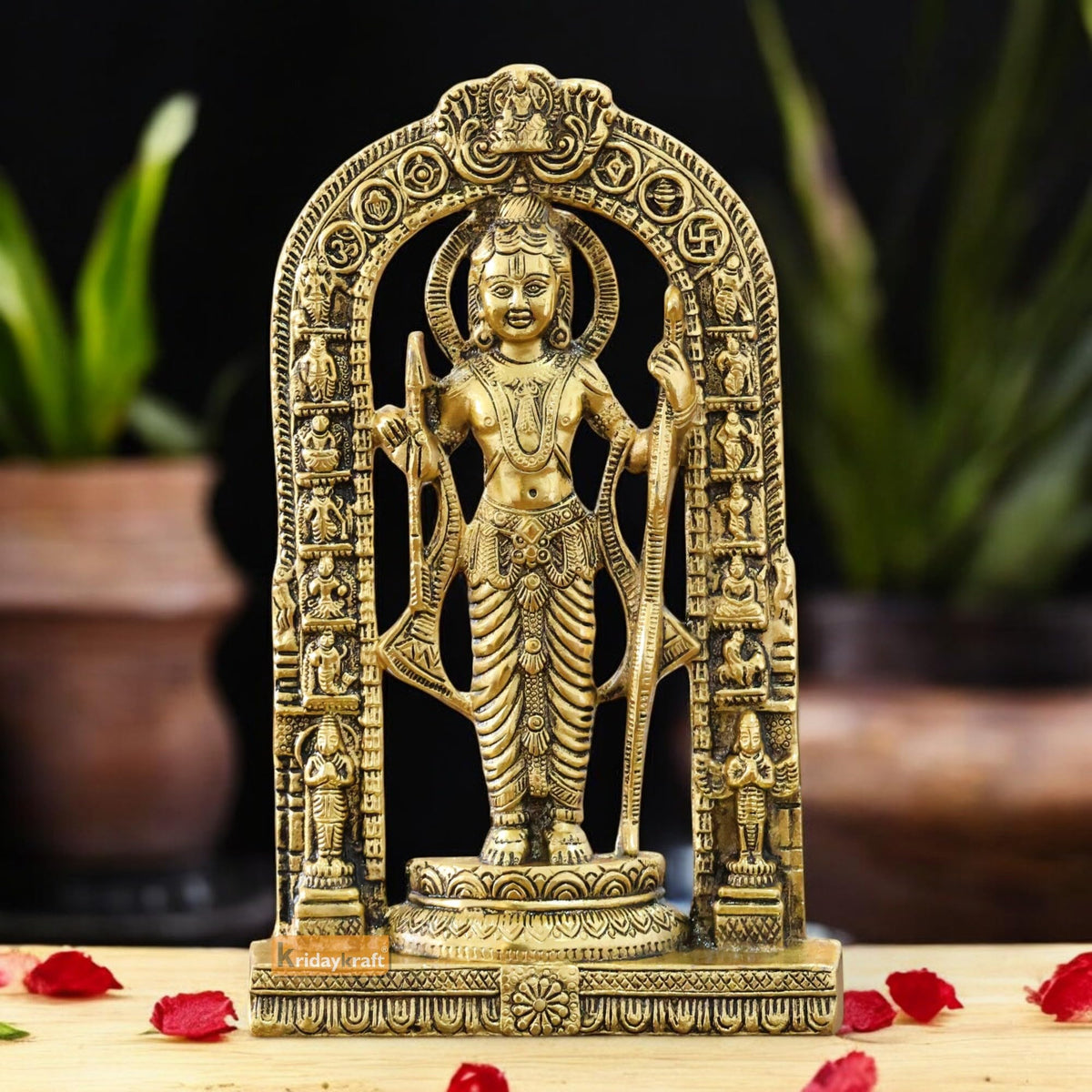 KridayKraft Ayodhyawasi Shree Ram Lalla Murti/God Idols/Ayodha's Shree Ram Statue/Home Decor/Decorative Items for Living Room/Office/Show Piece Gold Religious