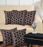 DECOMIZER Jacquard Geomteric Cushion Covers 24 Inch X 24 Inch Set Of 5 Ethnic Motifs 240 TC Cushion Covers,Design- Bricks,Color- Coffee