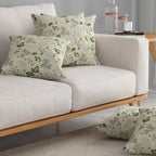 HUESLAND Premium Cotton Cushion Cover 12 inch x 12 inch | Decorative Square Throw Pillow Covers Set for Sofa, Living Room & Bedroom | Set of 5 | Green Leaf Floral