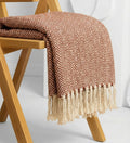 KNIT VIBES Cotton Weave Boho Sofa Throw Blanket 50x60 Inches or 125x150 cms Lightweight, Soft & Breathable Couch, Bed or Chair Throw Blanket for Living or Bedroom, Zigzag Rust Kafalo