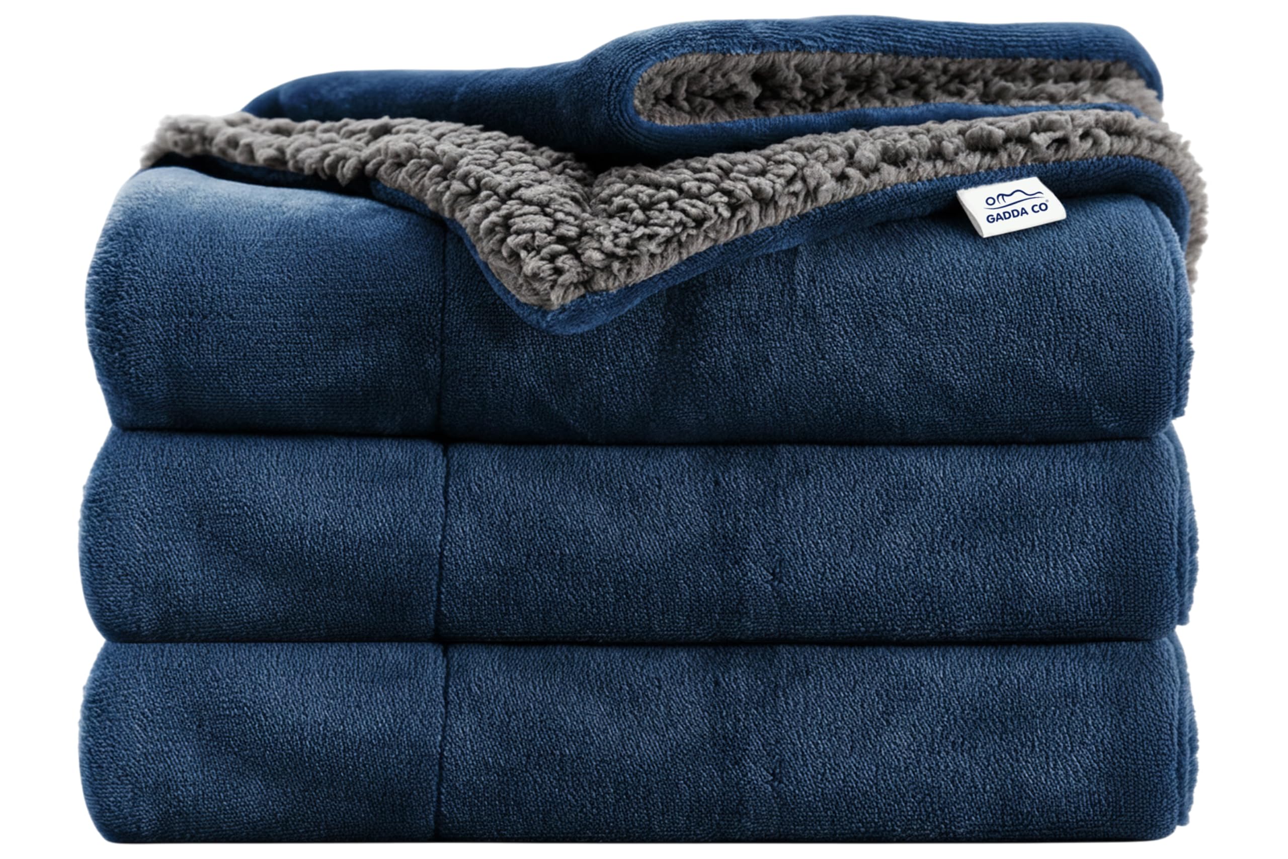 GADDA CO Polyester Micromink AC Blanket for Summer | Super Soft Sherpa & Flannel Double Bed Dohar/Comforter | Lightweight, Skin-Friendly, Solid Dark Blue Blanket | Size 220 x 228 cm Kafalo