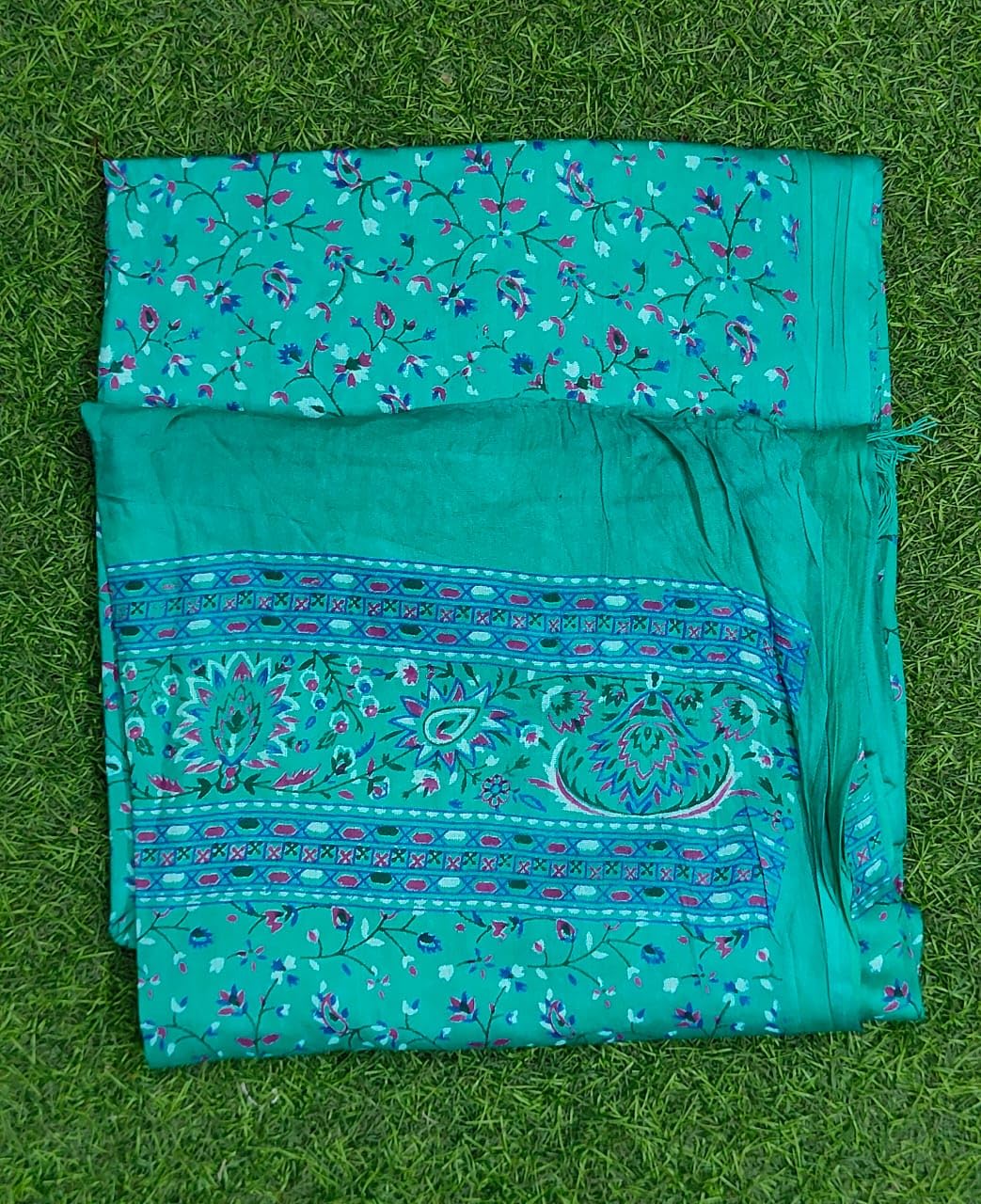 JAHAN TEXTILE Floral Printed Scarf for Women | Soft Lightweight Dupatta/Stole with Tassels | Elegant Ethnic & Casual Wear Wrap | Stylish Designer Shawl for All Seasons (Tealblue)