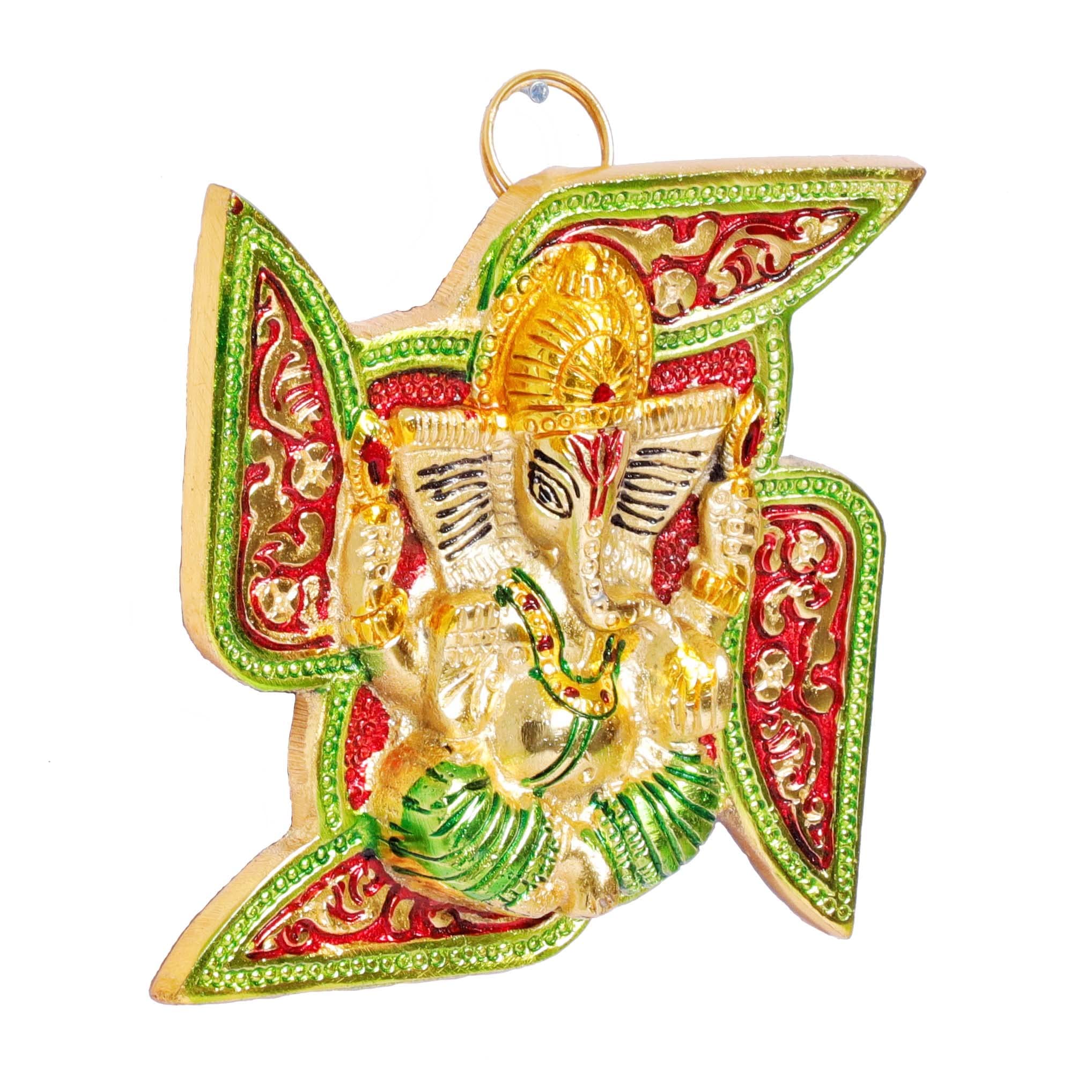 KridayKraft Ganesha Metal Statue,Ganpati Wall Hanging Sculpture,Metal Swastik Ganesha Murti Lucky for Home & Office,Religious Showpiec Gift idol on Diwali,Birthday,Wall Decorative Feng Shui Article...
