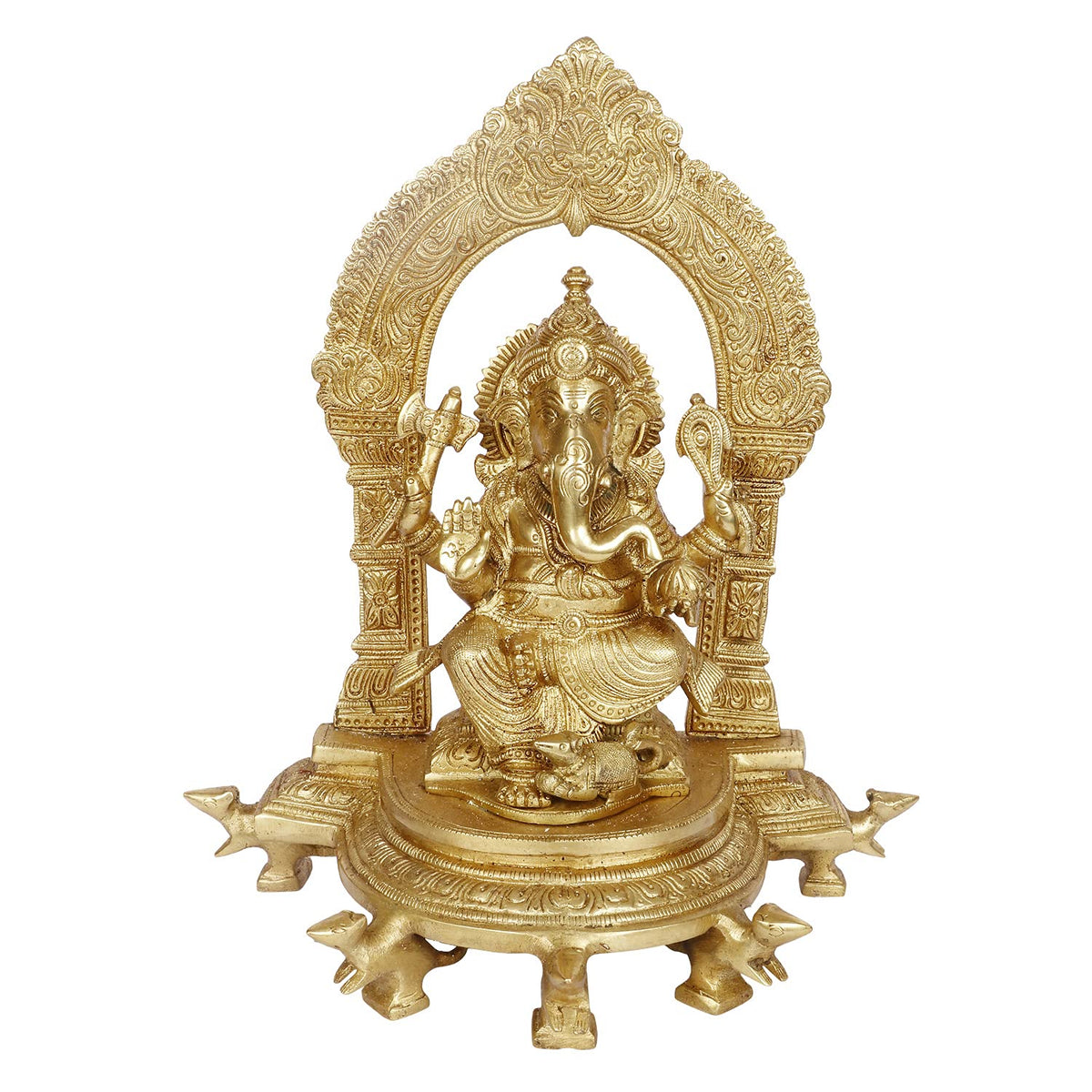 SVARUP Brass Ganesha Idol for Home Decoration Ganpati Statue Murti for Gift Height 11 Inch Weight 3.8 Kg Color Gold