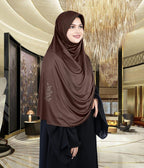 Mehar Hijab's Glamour in Modesty Fazluna Sigle side Frill Hijab XL (XXL, CHOCOLATE)
