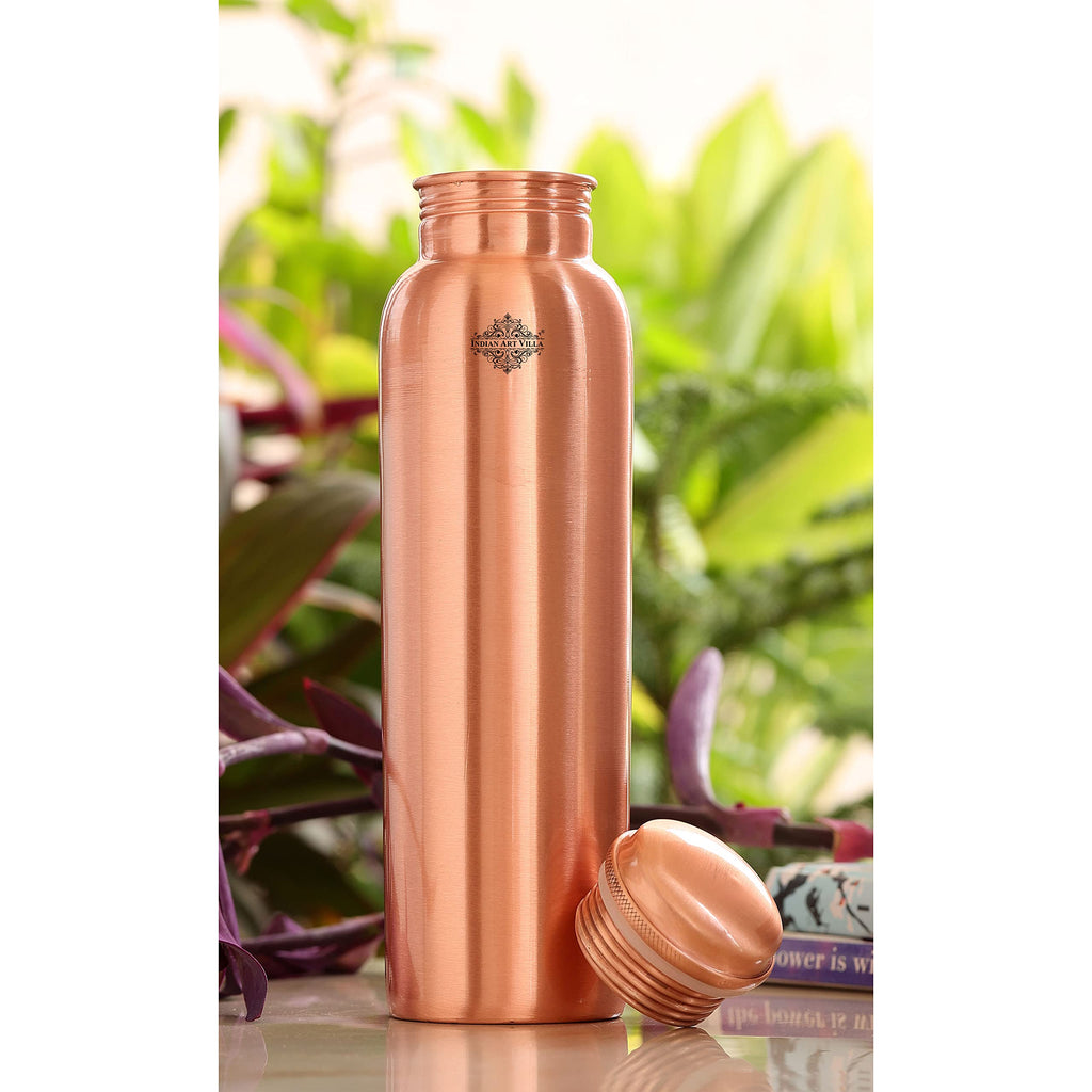 INDIAN ART VILLA Pure Copper Water Bottle With Plain Matt Finish Design, Drinkware, Storage Purpose, Volume-300 ML, Pack of 1