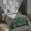 VAS COLLECTIONS Glow in The Dark Kids Blanket Single (60x90 Inch) | Soft Flannel Luminous Throw for Kids (0–15 Years) | Cozy, Safe Lab Tested Blanket for Boys & Girls (Dino-Astronaut) Kafalo