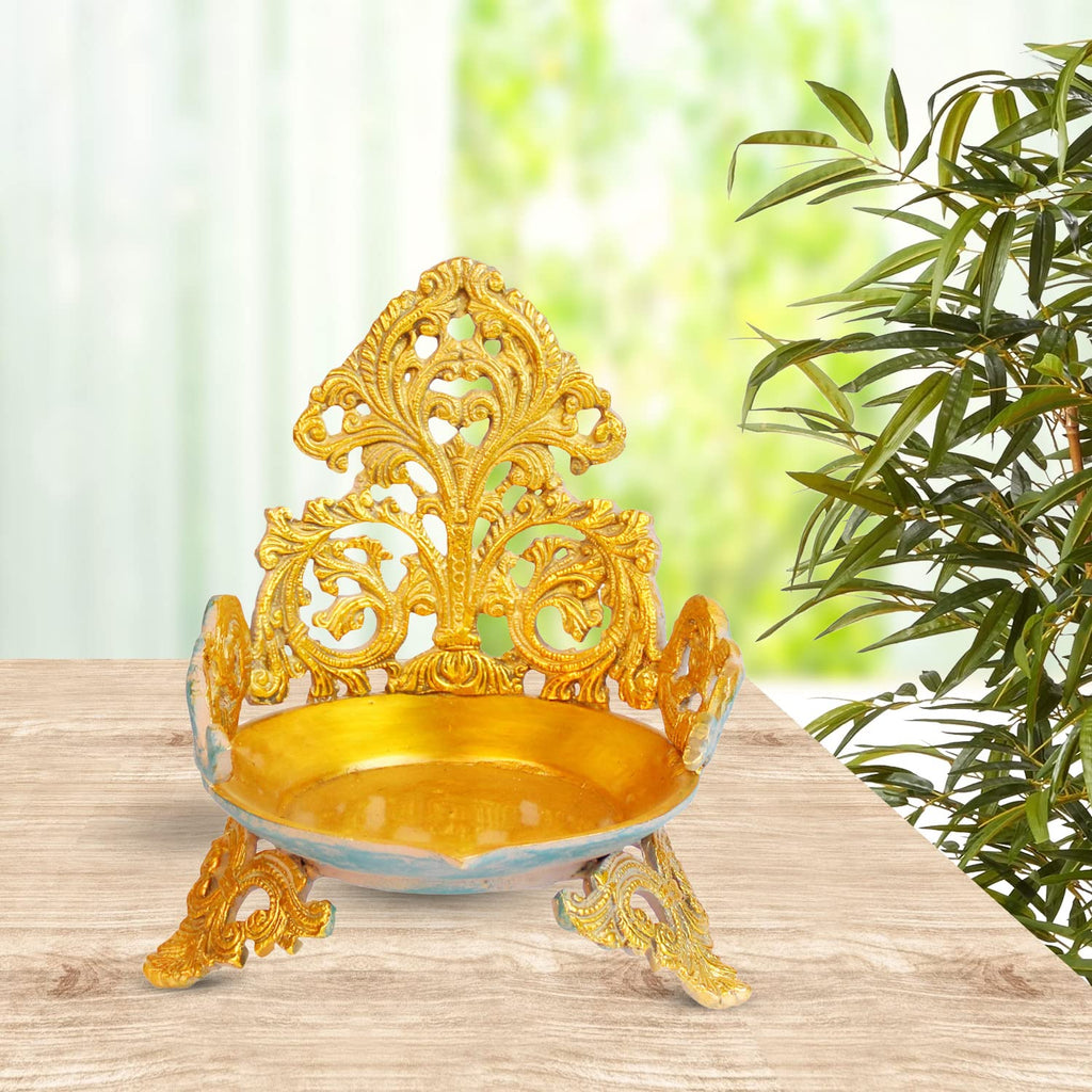 ARTVARKO Brass Ethnic Carved Designer Traditional Urli Bowl Showpiece for Floating Flowers Candles Home Office Decor Diwali Gift 8.5 Inch
