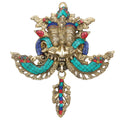 SVARUP Brass Yali Face Kirtimukha Nazar Battu Wall Hanging Mask Evil Eye Protector Door Knocker Home Entrance 11 Inch Multicolor