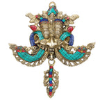 SVARUP Brass Yali Face Kirtimukha Nazar Battu Wall Hanging Mask Evil Eye Protector Door Knocker Home Entrance 11 Inch Multicolor