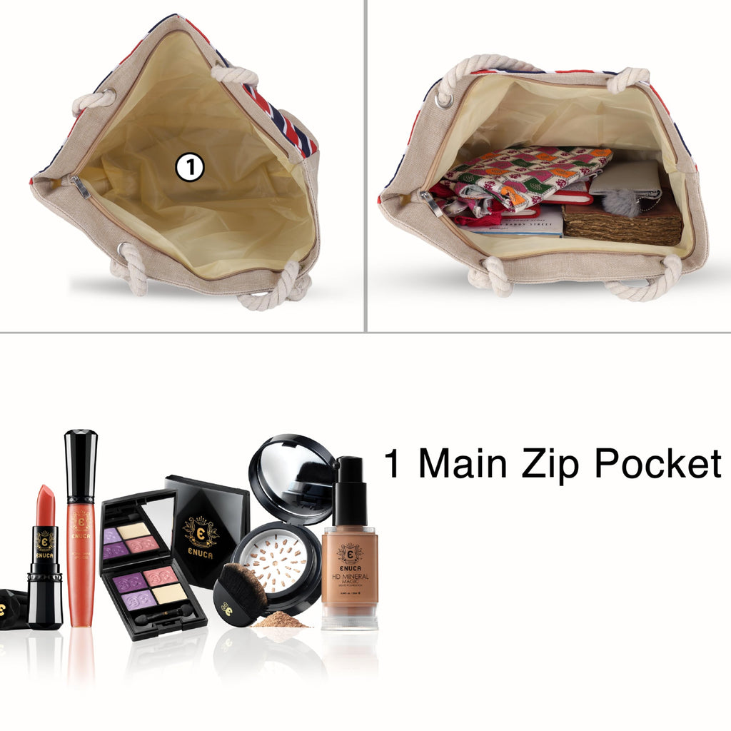SIBY Tote Bag - Canvas Rope Handle Bag with Zipper Closure, Spacious Interior Pocket - Modern Style, Ideal for All Occasions