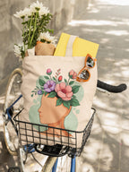 Kalaa Lifestyle Canvas Tote Bag for Women | Premium Cotton Shopping Bag | Eco-Friendly Shoulder Tote for Office, College, Travel & Daily Use and Gifting (The Flower Lady)