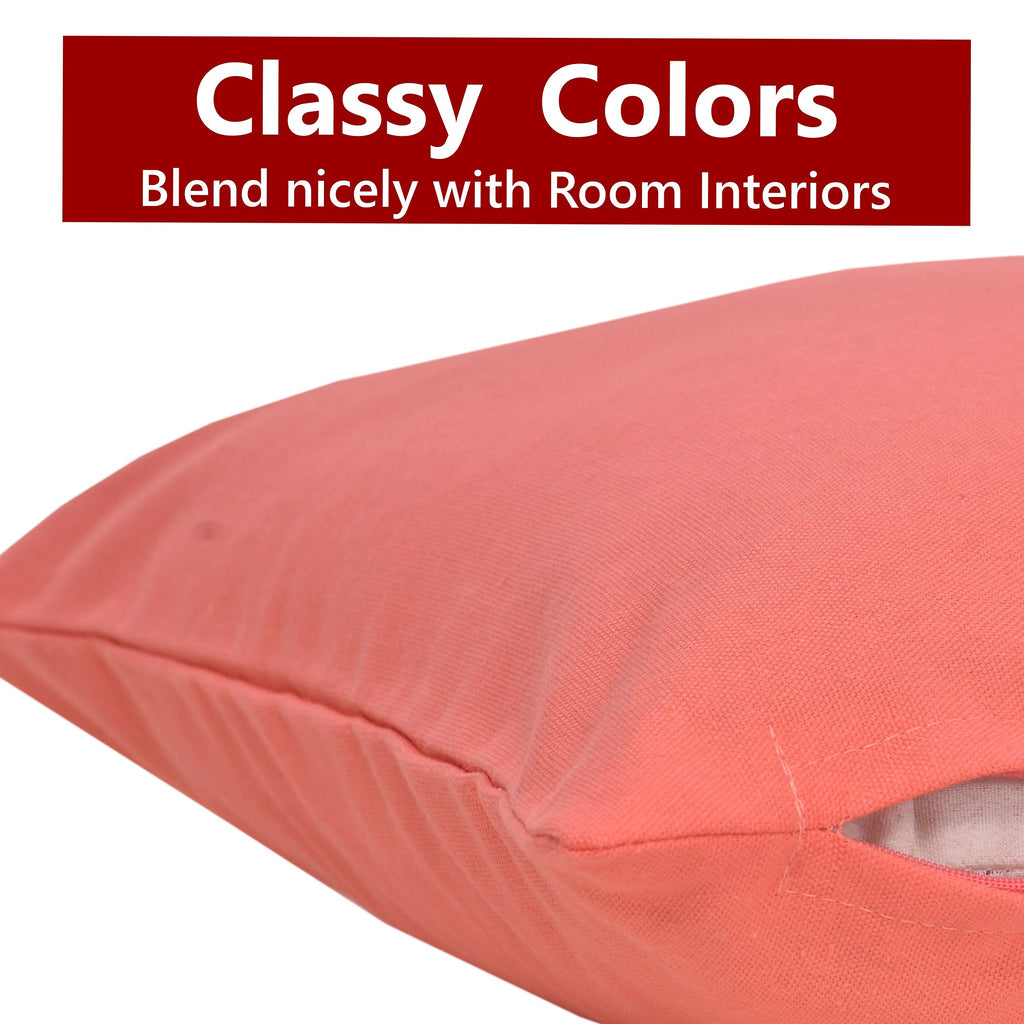 Yellow Weaves Cotton 250 TC Canvas Decorative Cushion Covers, (24 X 24 Inches) 1 Piece, Peach