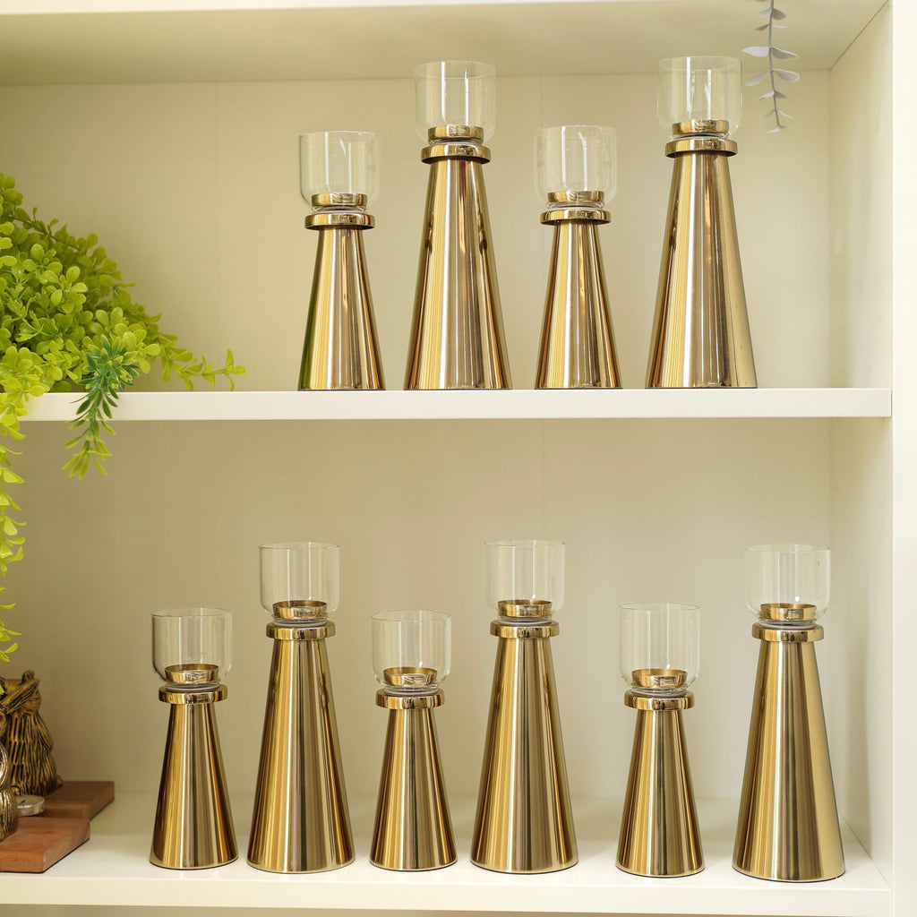 Behoma Handcrafted Gold Tea Light Candle Holders Pack of 5 Sets