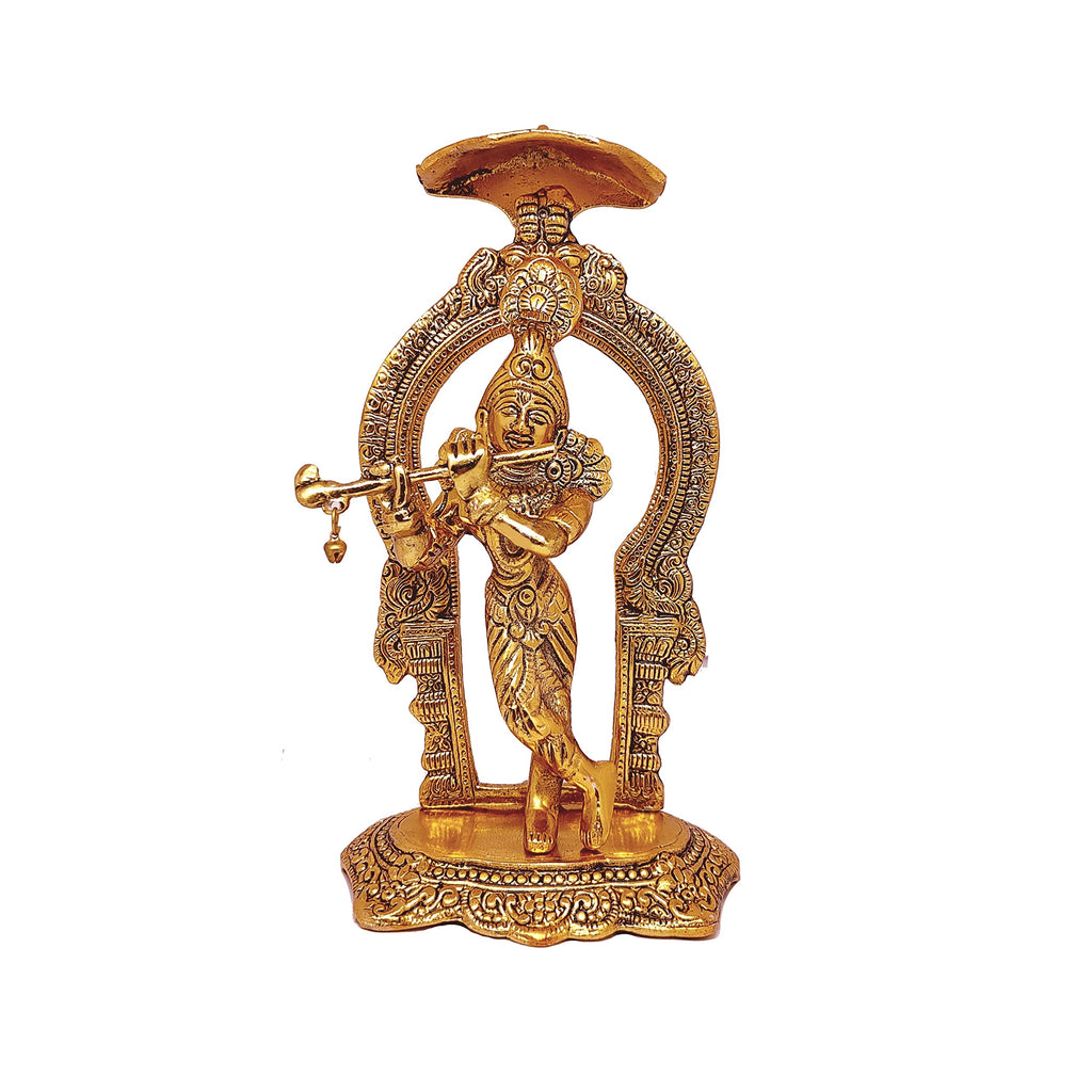 KridayKraft Lord Krishna Metal Statue,Krishna Murti Playing Flute for Temple Pooja,Decor Your Home,Office & Gift Your Relatives,Showpiece Figurines,Religious Idol,Gift Article...