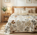 BSB HOME 100% Cotton Reversible Dohar Single Bed Size | AC Blanket Lightweight Summer Comforter | Soft Breathable Bed Blanket (152 x 225 cm) (Golden Leaf Garden) Kafalo