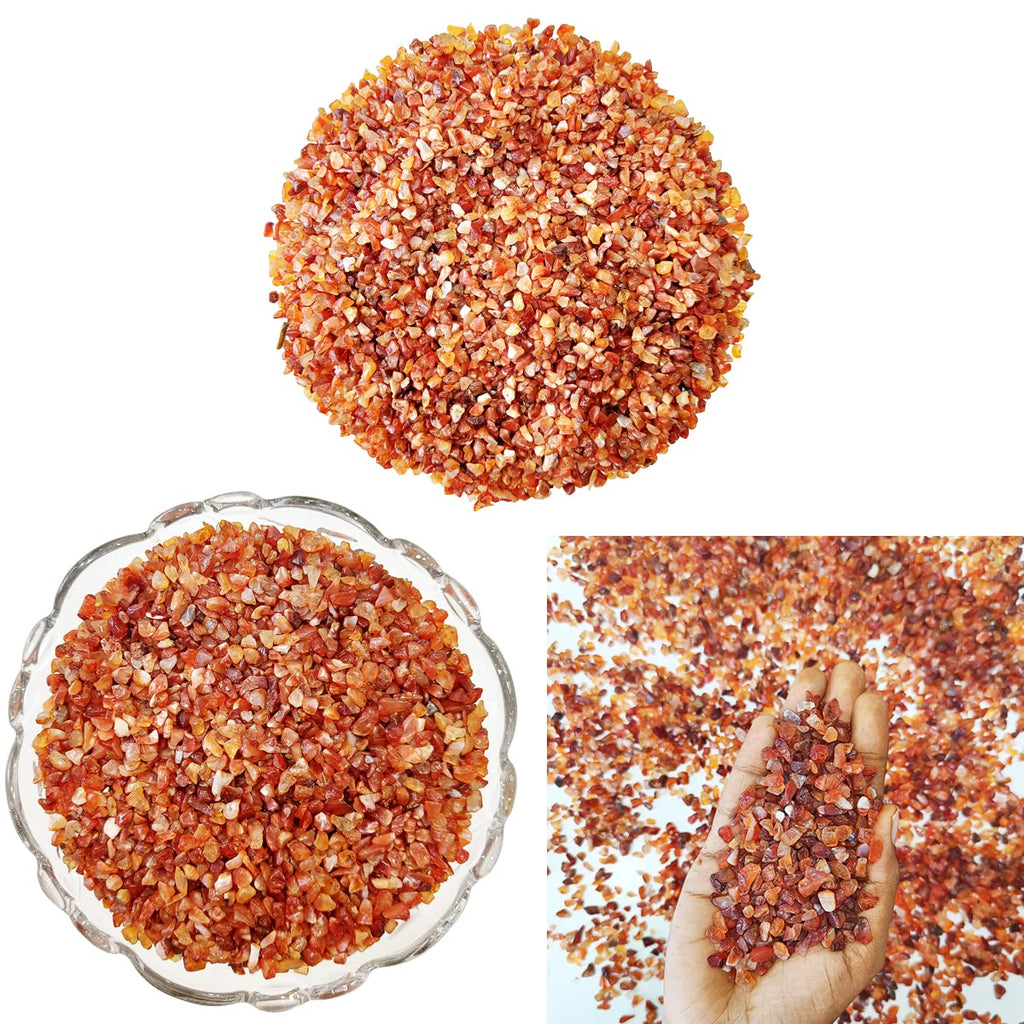 Shubhanjali Natural Red Carnelian Crystal Chips Stone 250 GM | Gemstone Chips for Jewellery Making, Crystal Tree, Resin Art, DIY Crafts, Meditation, Reiki, Feng Shui, Vastu & Home Décor